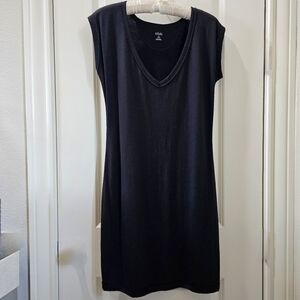 Icebreaker New Zealand Merino 100% Wool Black V Neck mid length Dress Size Small